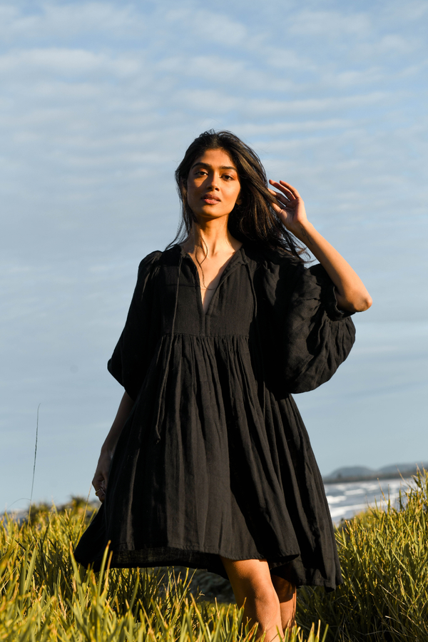 Kyra Mini Dress ~ Black Gauze