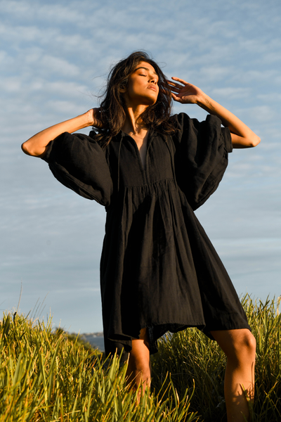 Kyra Mini Dress ~ Black Gauze