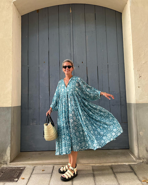 Kyra Midi Dress ~ Ocean Blue