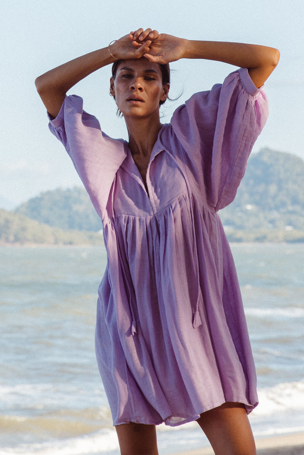Kyra Mini Dress ~ Lilac Gauze