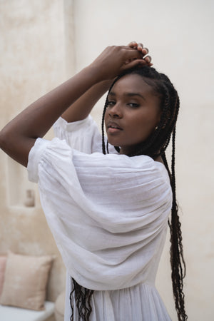 Kyra Midi Dress ~ White Gauze